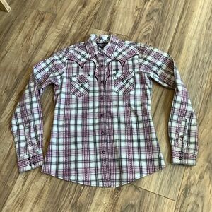 Cruel Girl White, Pink, & Black Rodeo Snap Shirt